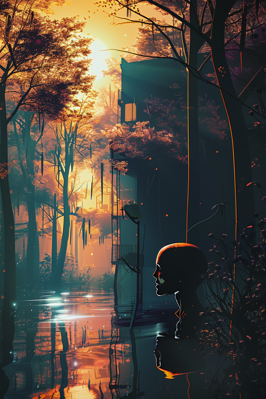 Sonnenuntergang im urbanen Wald