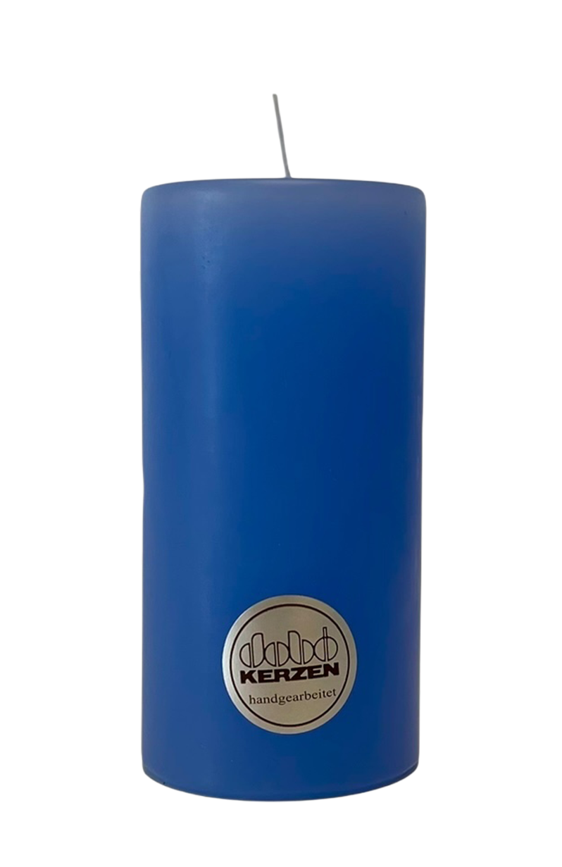 Himmelblau Dobo-Kerze – handgegossen & rußfrei | Elegantes Design aus Deutschland