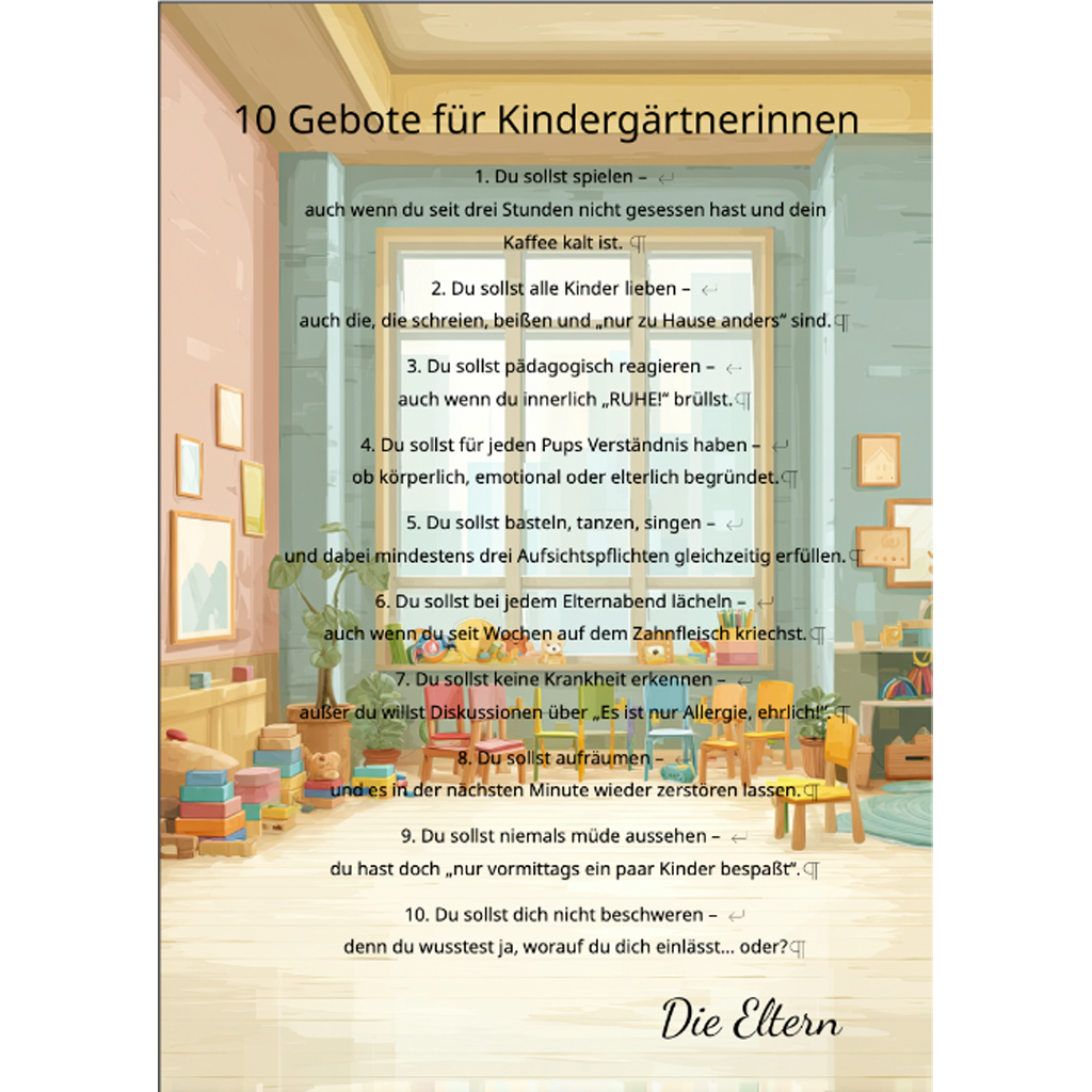10 Gebote für die Kindergärtnerin 2