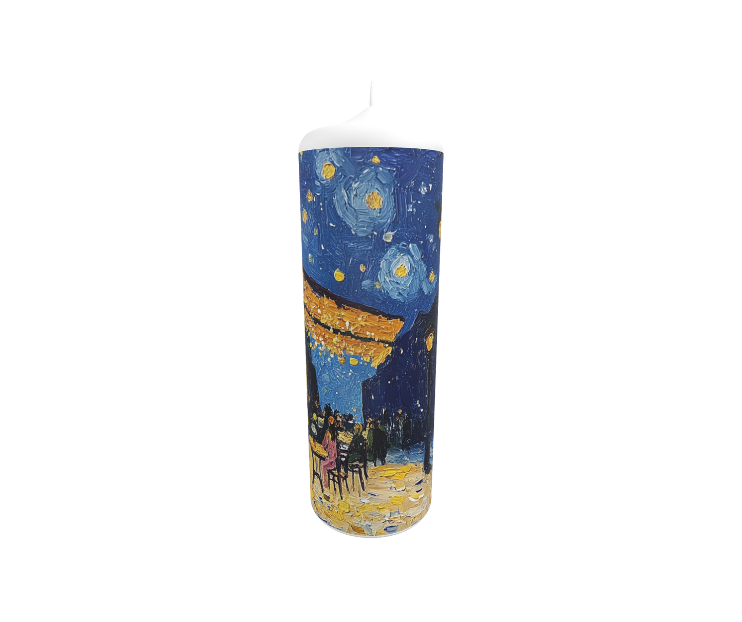 Künstlerkerze mit Gemälde von Van Gogh: Straßencafé bei Nacht