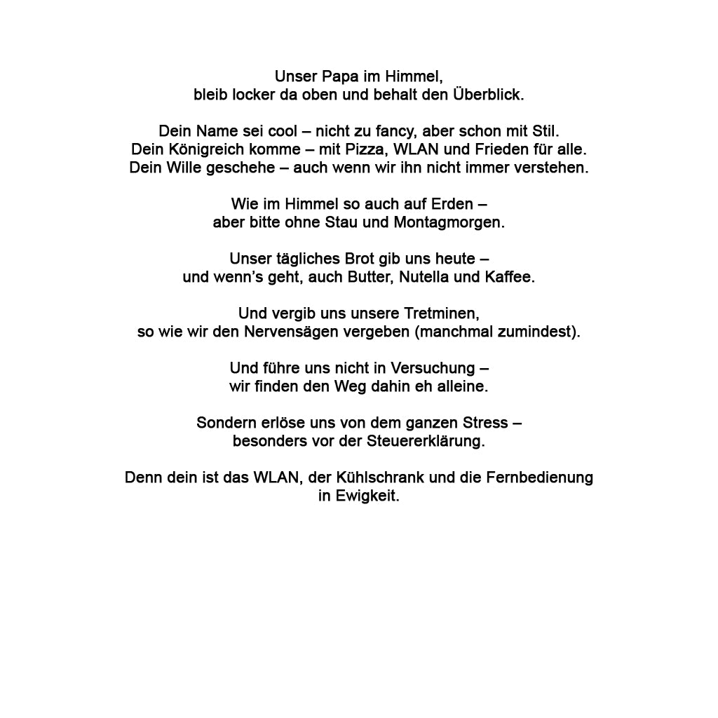 Vater Unser für den Lustigen
