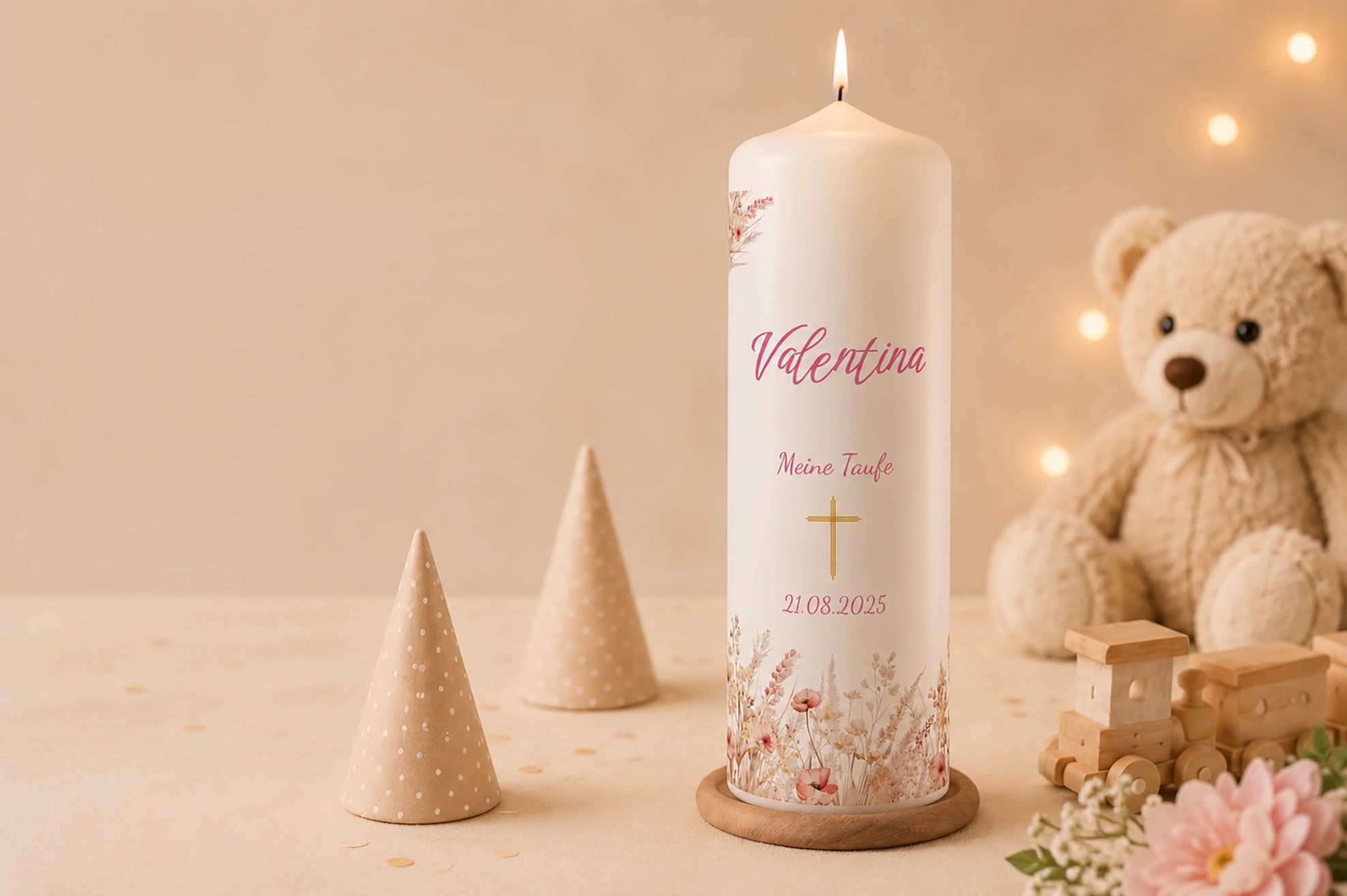 Personalisierte Kerzen für Taufe, Hochzeit & besondere Momente