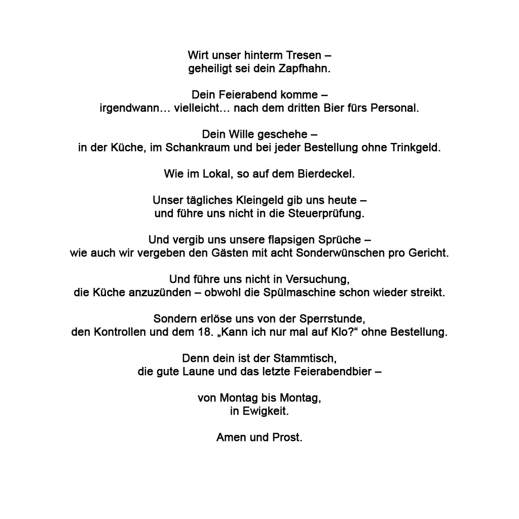 Vater Unser für den Wirt