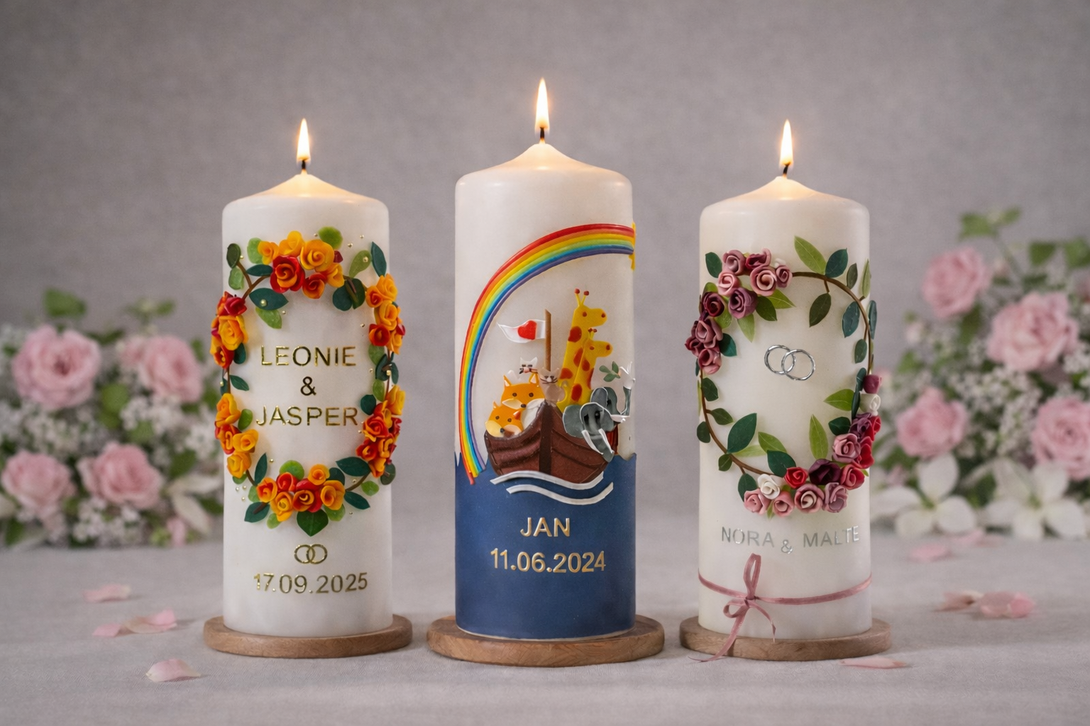 Handverzierte Kerzen