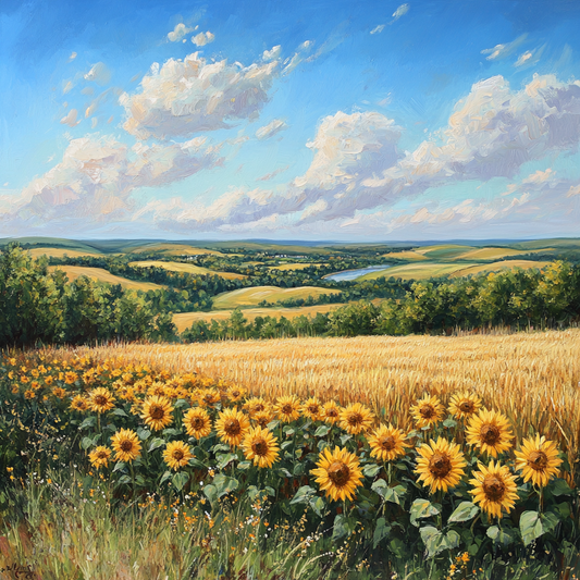 Sommerlandschaft mit Sonnenblumen