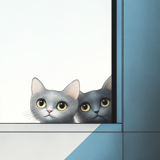 Neugierige Katzenblicke: Zwei süße Kätzchen schauen aus dem Fenster