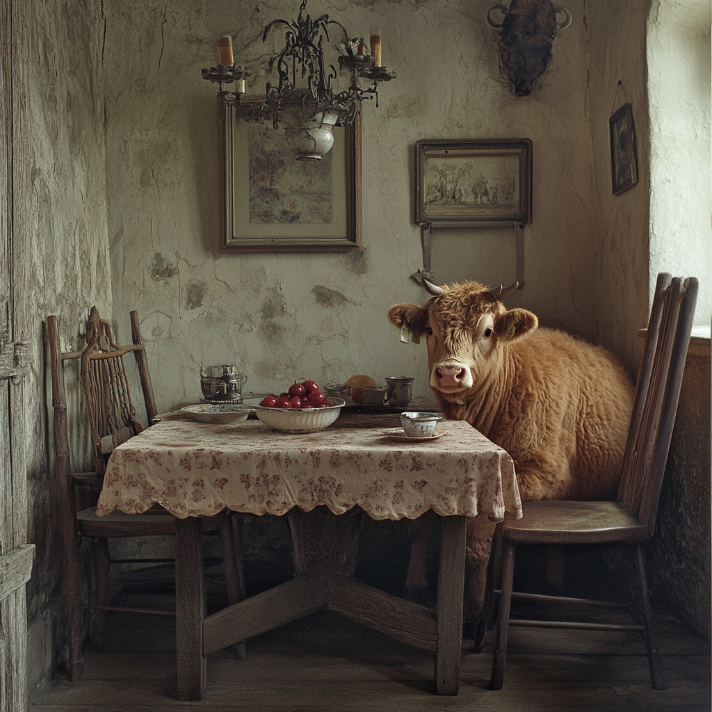Die Dinner-Gesellschaft: Kuh am Tisch