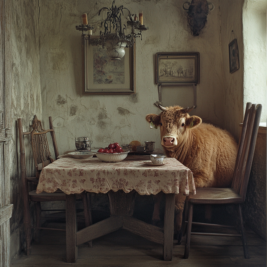 Die Dinner-Gesellschaft: Kuh am Tisch