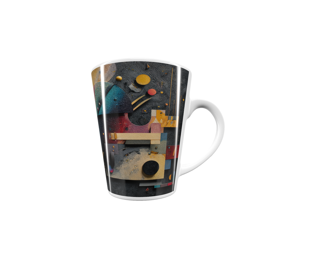 „Latte-Tasse konisch mit farbenfrohem Kandinsky-inspiriertem Bauhaus-Design“