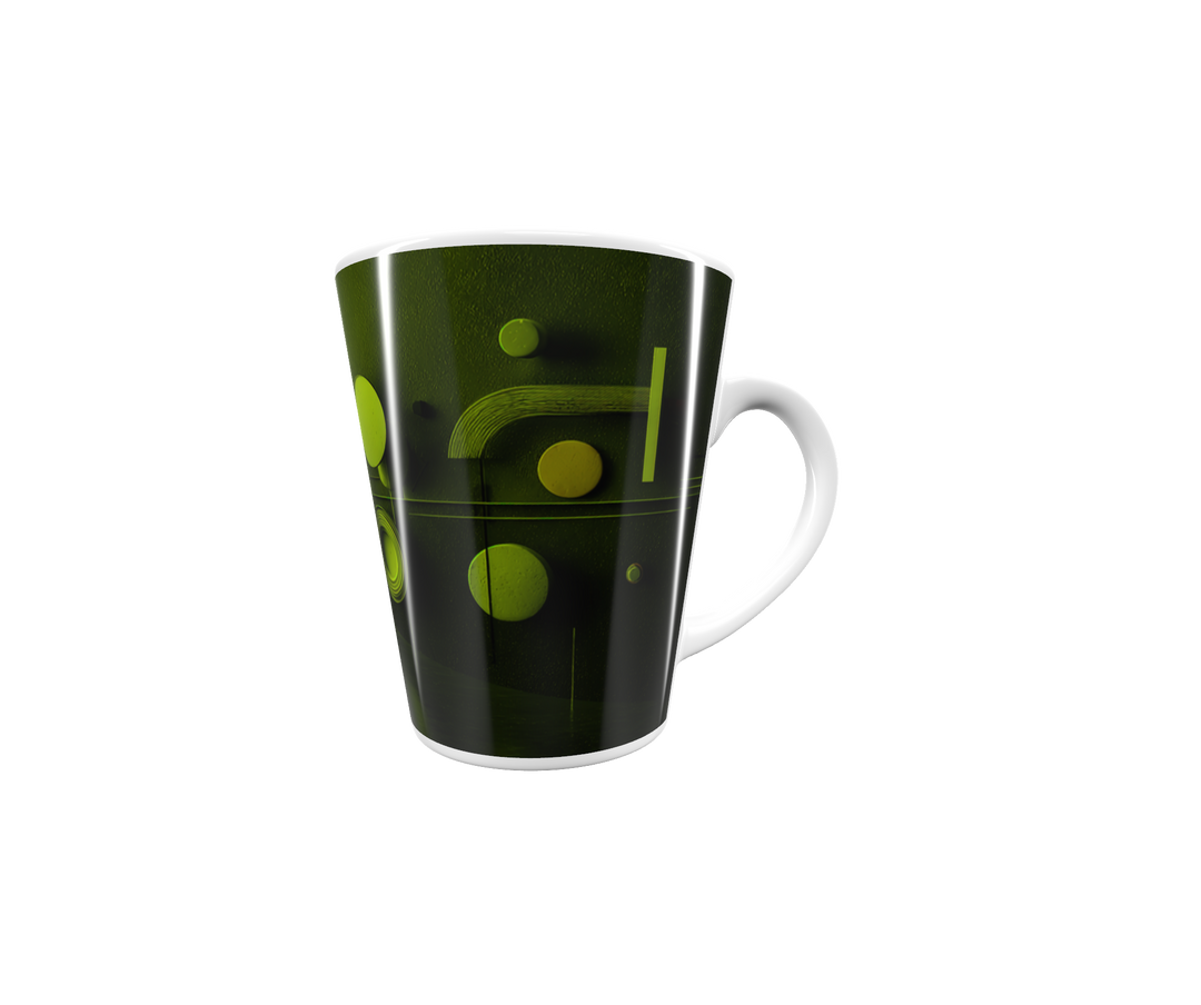 „Latte-Tasse konisch mit abstraktem grünem Bauhaus-Motiv inspiriert von Kandinsky“