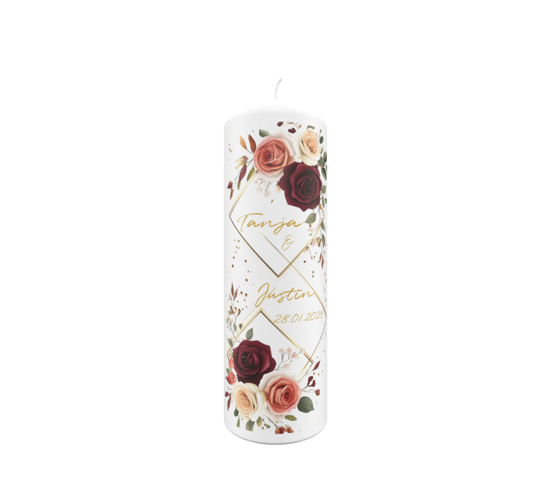 Hochzeitskerze Herzfeuer – kraftvoll & romantisch personalisiert