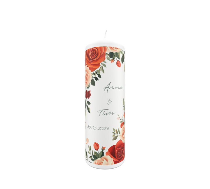 Hochzeitskerze „Blütenlicht“ – floral, zart und voller Gefühl