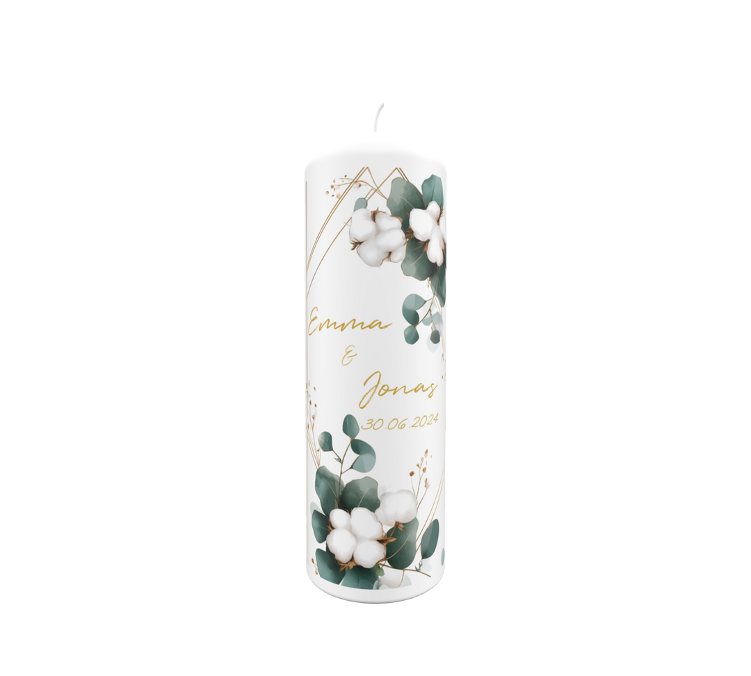 Hochzeitskerze Baumwollmoment – modern & naturverbunden