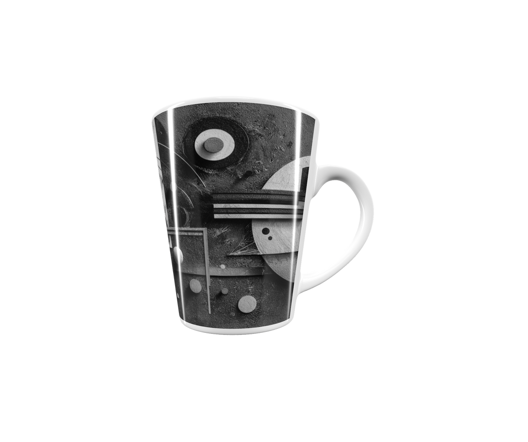 Monochromer Orbit – Abstrakte Kunst Latte-Tasse