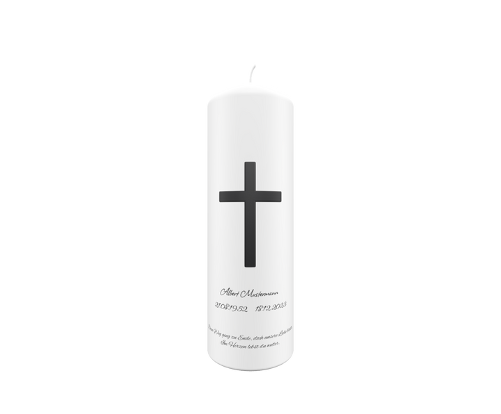 Trauerkerze „Klassisches Kreuz Schwarz“ – schlicht, würdevoll & zeitlos