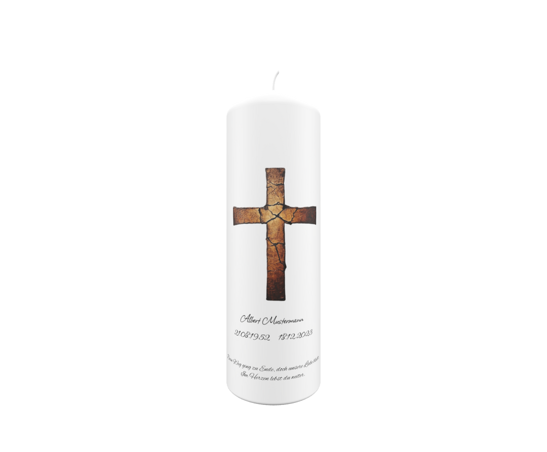 Trauerkerze „Gebrochenes Kreuz“ – kraftvoll, symbolisch & tiefgründig