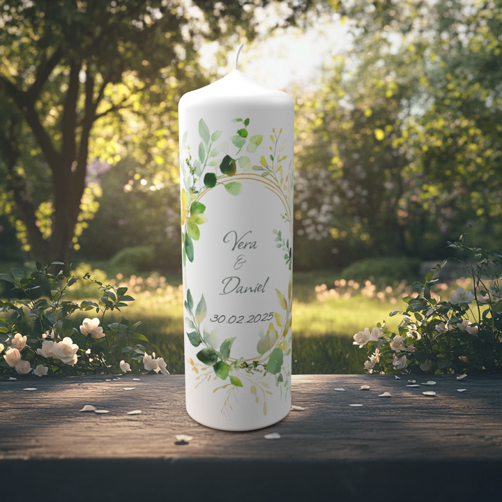 Hochzeitskerze „Immergrün“ – Natürlich. Zeitlos. Persönlich.