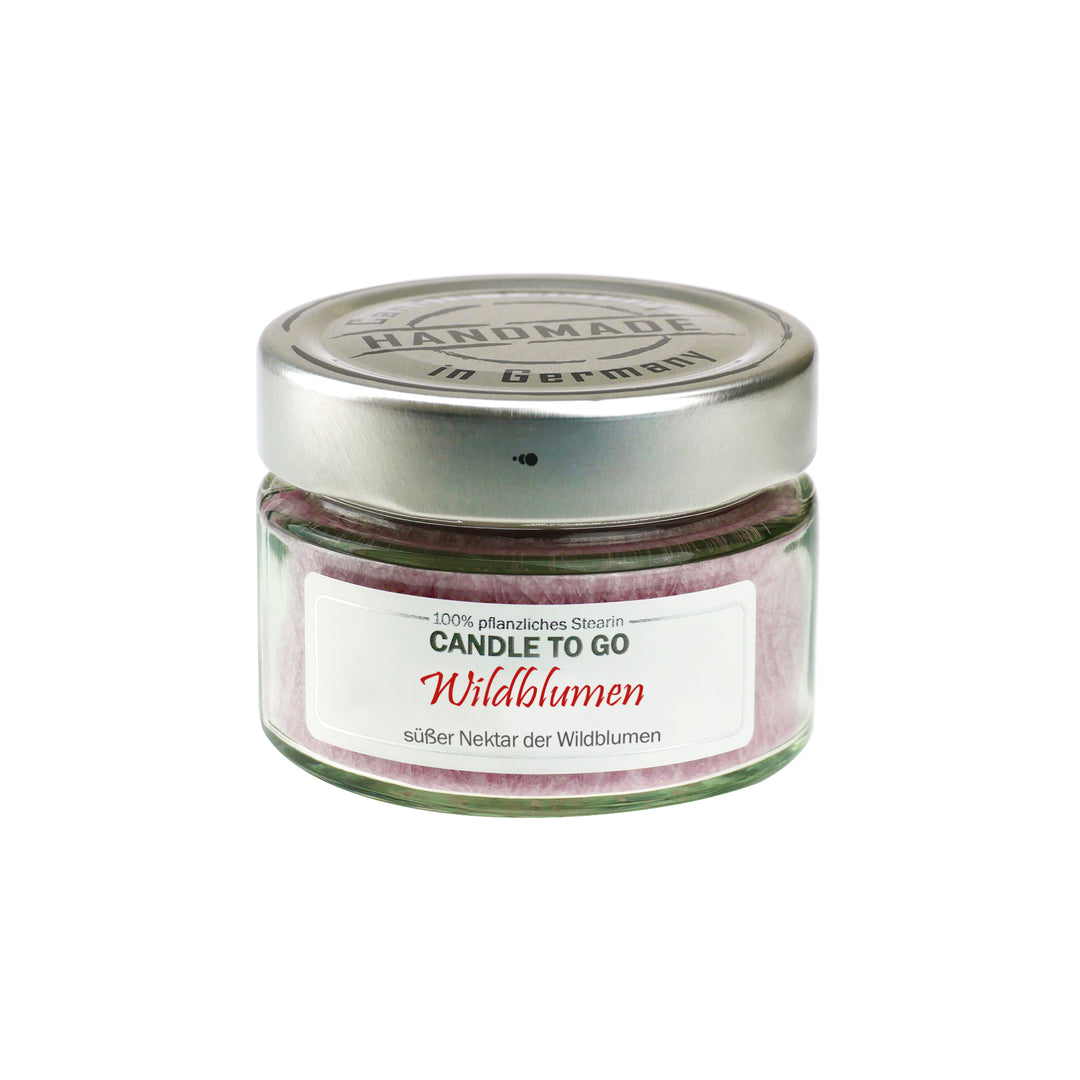 Candle Factory Candle to Go Wildblumen – handgegossene Duftkerze im Glas, süßer Nektar & Wildblumen, 100 % pflanzlich, Handmade in Germany.