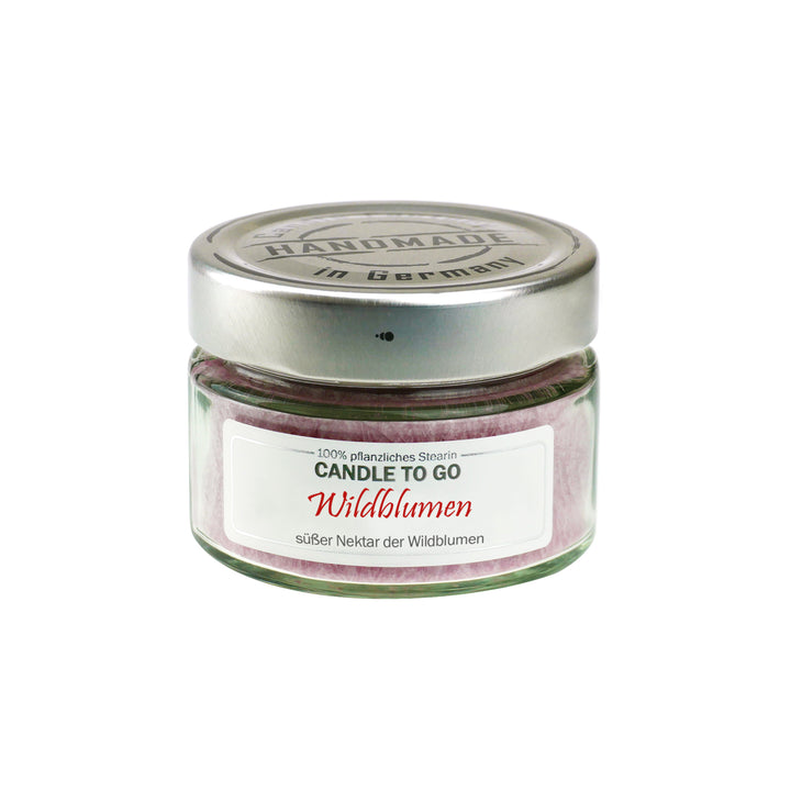 Candle Factory Candle to Go Wildblumen – handgegossene Duftkerze im Glas, süßer Nektar & Wildblumen, 100 % pflanzlich, Handmade in Germany.