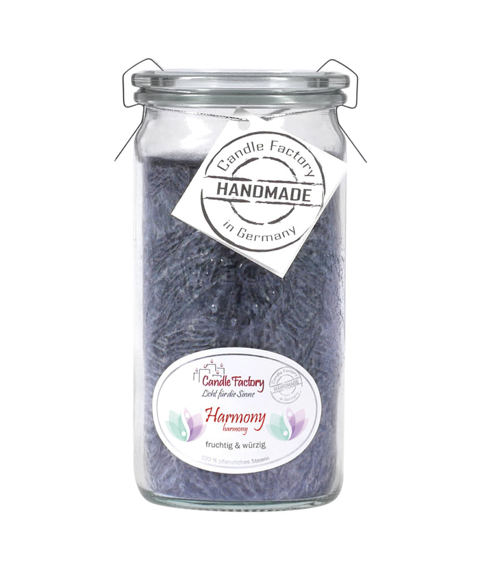 Candle Factory Mini-Jumbo Harmony – handgegossene Duftkerze im Glas mit fruchtig-würzigem Duft, 100 % pflanzlich, vegan, Handmade in Germany.