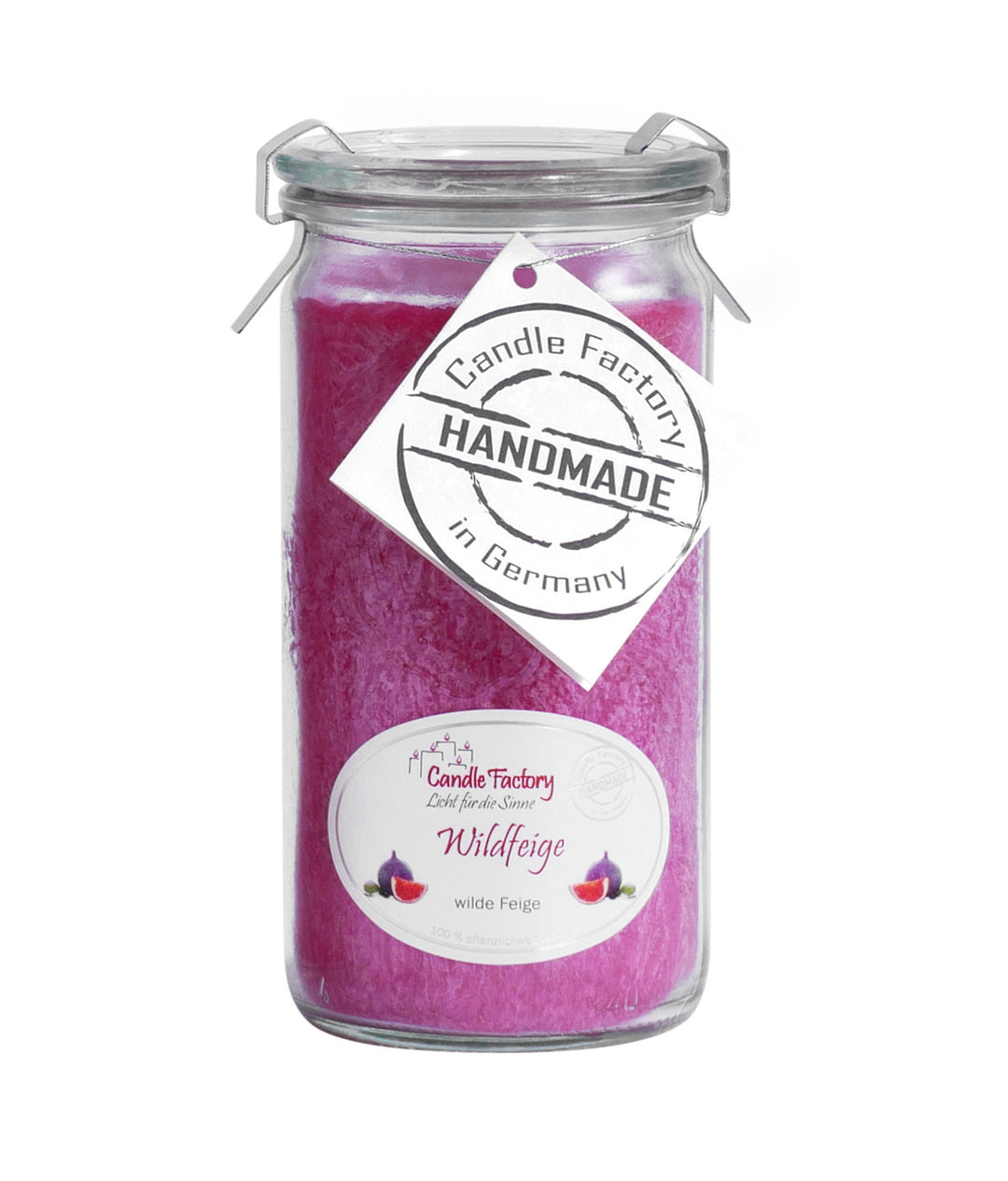 Candle Factory Mini-Jumbo Wildfeige – handgegossene Duftkerze im Glas mit süß-fruchtigem Duft reifer Feigen, 100 % pflanzlich, Handmade in Germany.