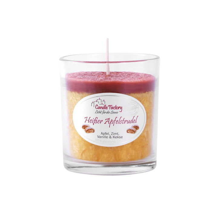 Candle Factory Party Light Heißer Apfelstrudel. Duft von Apfel, Zimt & Vanille – handgegossen aus 100 % pflanzlichem Stearin. Handmade in Germany.