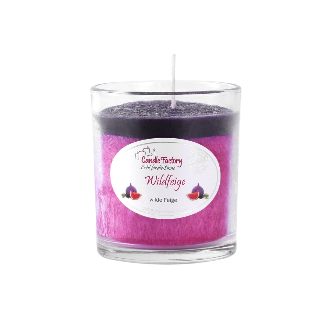 Candle Factory Party Light Wildfeige – handgegossene Duftkerze im Glas mit süß-fruchtigem Duft reifer Feigen, 100 % pflanzlich, Handmade in Germany.