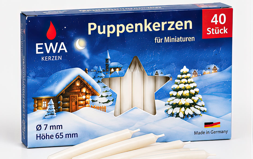 EWA Puppenkerzen weiß 40 Stück Ø 7 x 65 mm