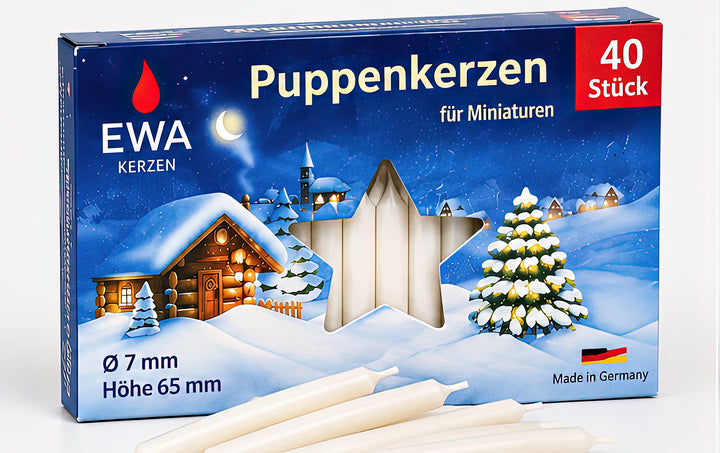 EWA Puppenkerzen weiß 40 Stück Ø 7 x 65 mm