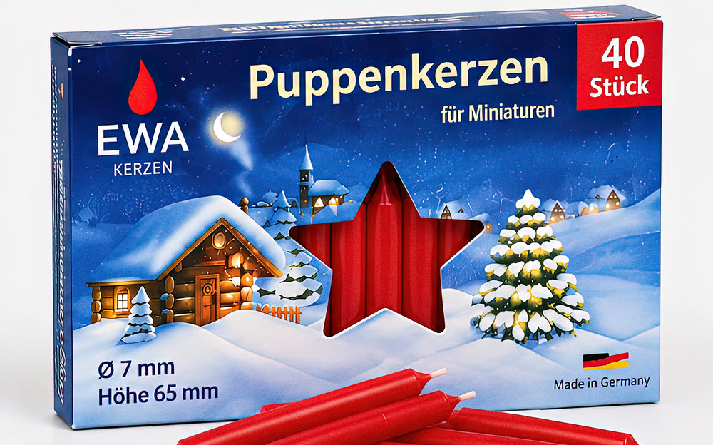 EWA Puppenkerzen rot 40 Stück Ø 7 x 65 mm