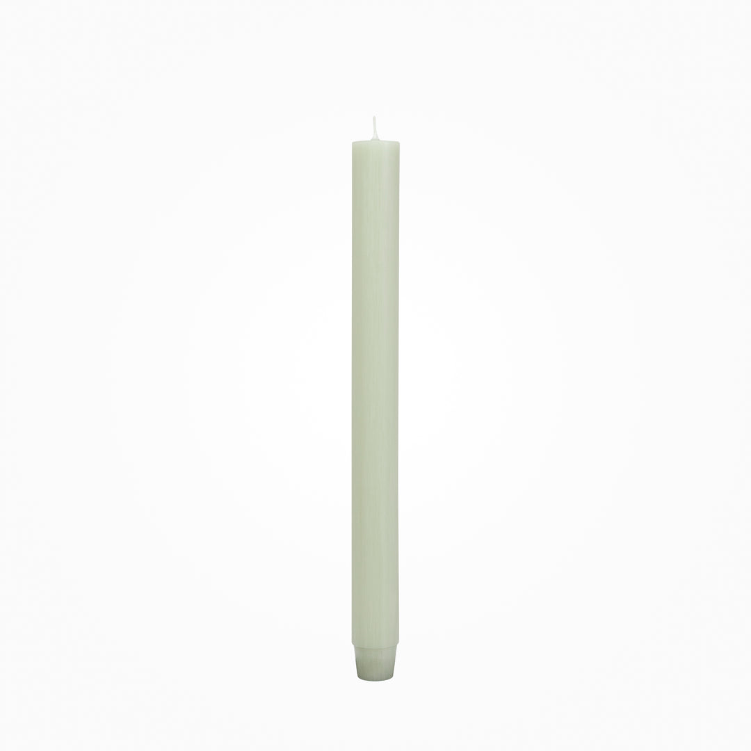 Durchgefärbte Flachkopf-Stabkerze von Jaspers in khaki  – 29 cm hoch, Ø 2,2 cm, lange Brenndauer, verjüngter Fuß, stilvolles Design für Tischdeko und Wohnambiente