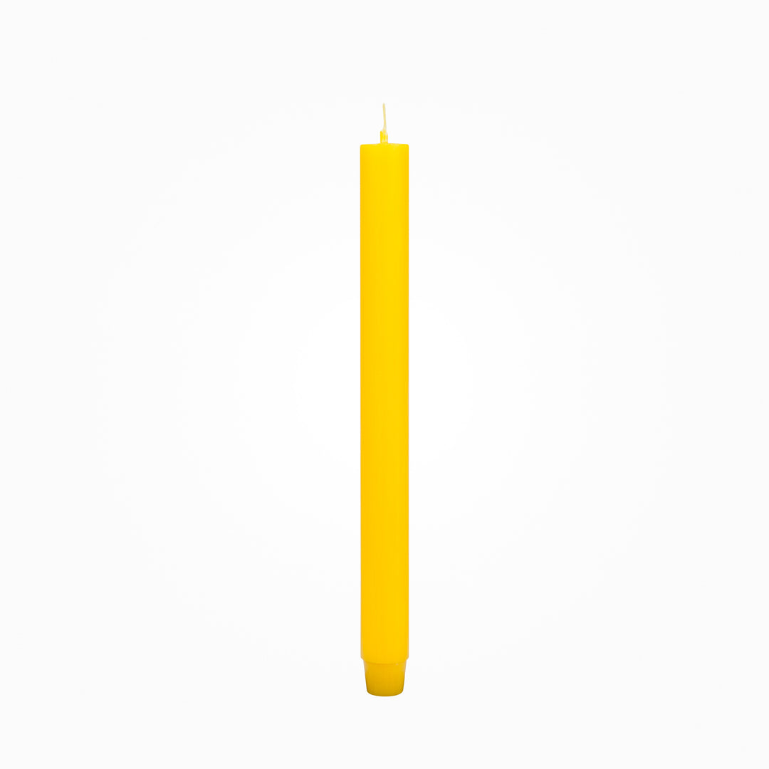 Durchgefärbte Flachkopf-Stabkerze von Jaspers in  zitrone – 29 cm hoch, Ø 2,2 cm, lange Brenndauer, verjüngter Fuß, stilvolles Design für Tischdeko und Wohnambiente
