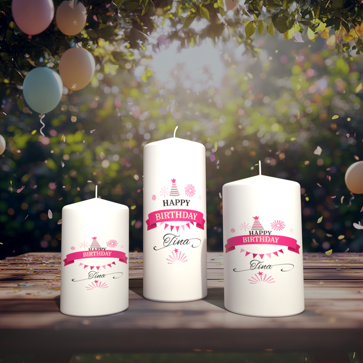 Geburtstagskerze „Pink Party – Tina“