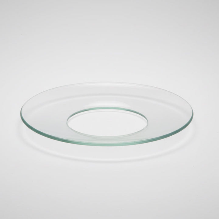 Detailaufnahme Glasmanschette aus klarem Glas mit sauber geschliffenem Rand für Kerzenhalter