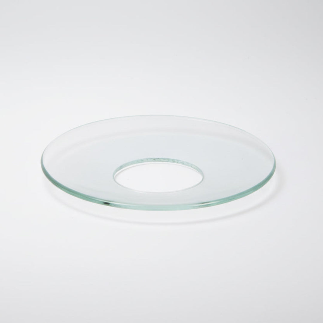 Glasmanschette aus klarem Glas als Tropfschutz unter Kerzen, runde Glasauflage für Kerzenständer