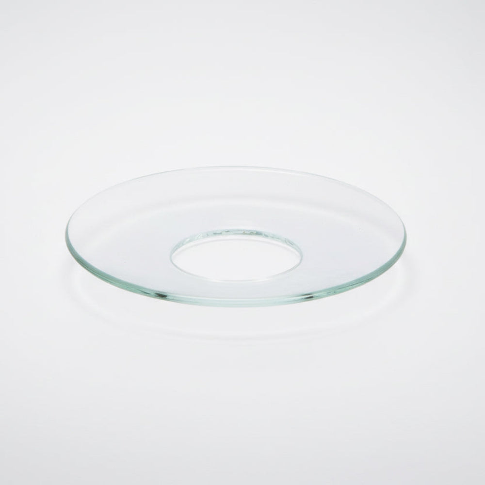 Glasmanschette transparent mit mittiger Öffnung, Schutz vor Wachsresten unter Kerzen