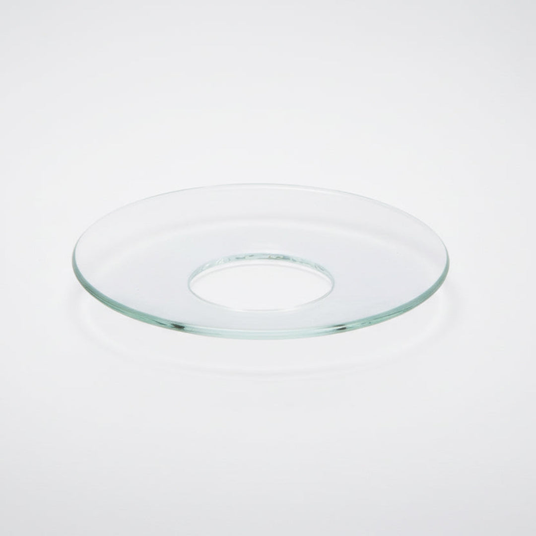 Glasmanschette transparent mit mittiger Öffnung, Schutz vor Wachsresten unter Kerzen