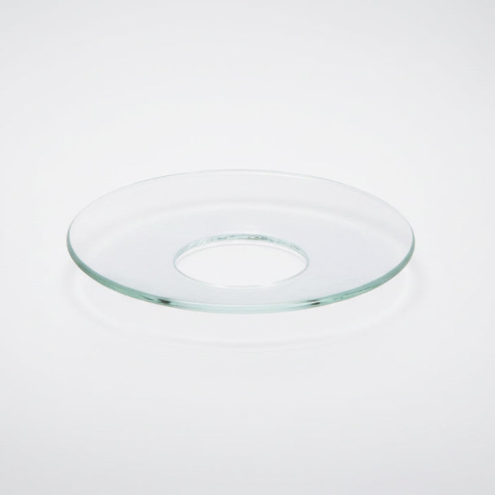 Glasmanschette transparent mit mittiger Öffnung, Schutz vor Wachsresten unter Kerzen