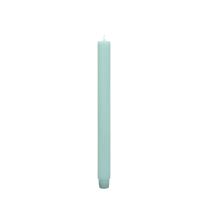 Durchgefärbte Jaspers Flachkopf-Stabkerze in Staubtürkis, 29 cm hoch