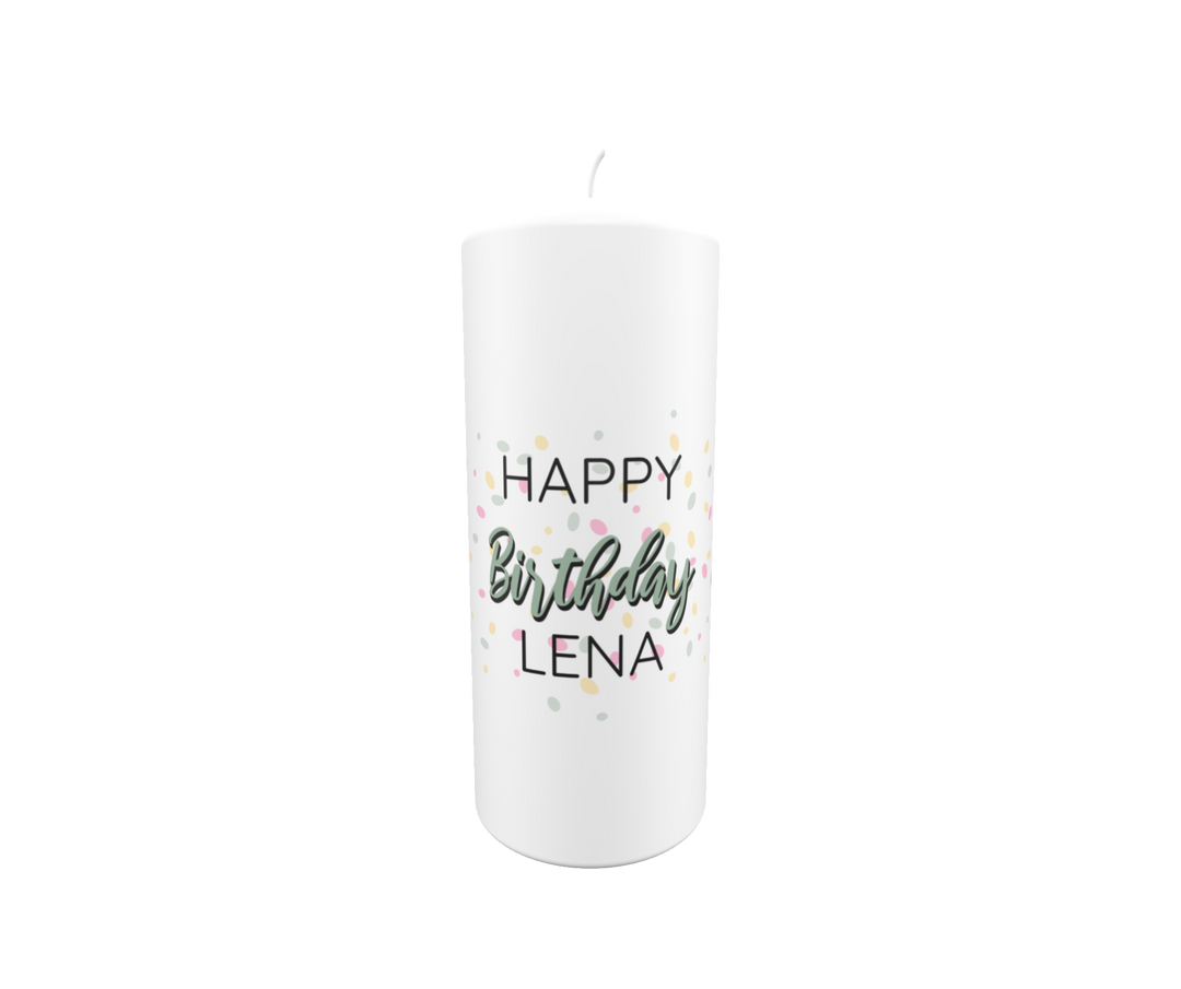 Geburtstagskerze „Konfettigruß – Lena“