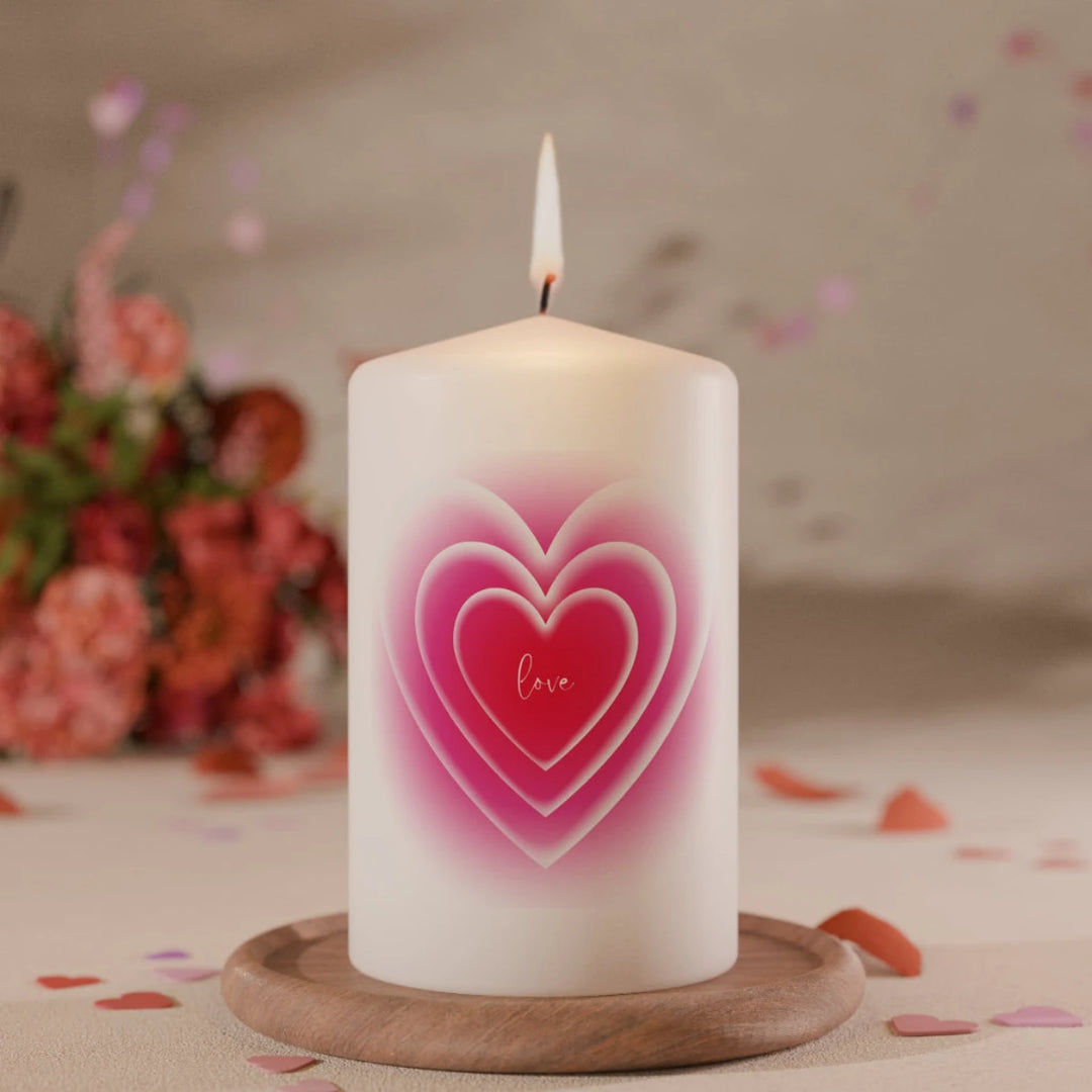 Valentinskerze Love Glow in Rosé & Pink mit AR