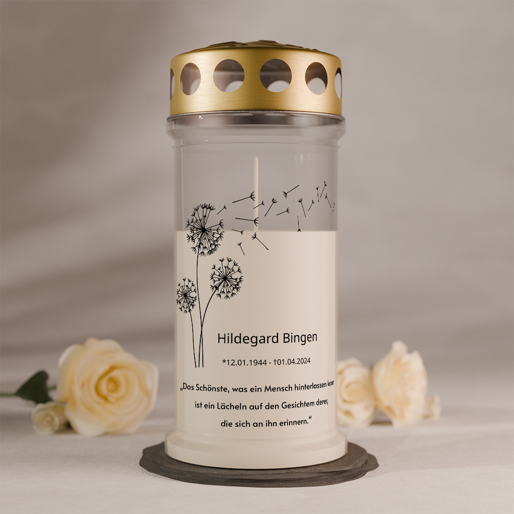 Personalisierte Gedenkkerze mit Foto und 4 Tage Brenndauer als Licht der Erinnerung