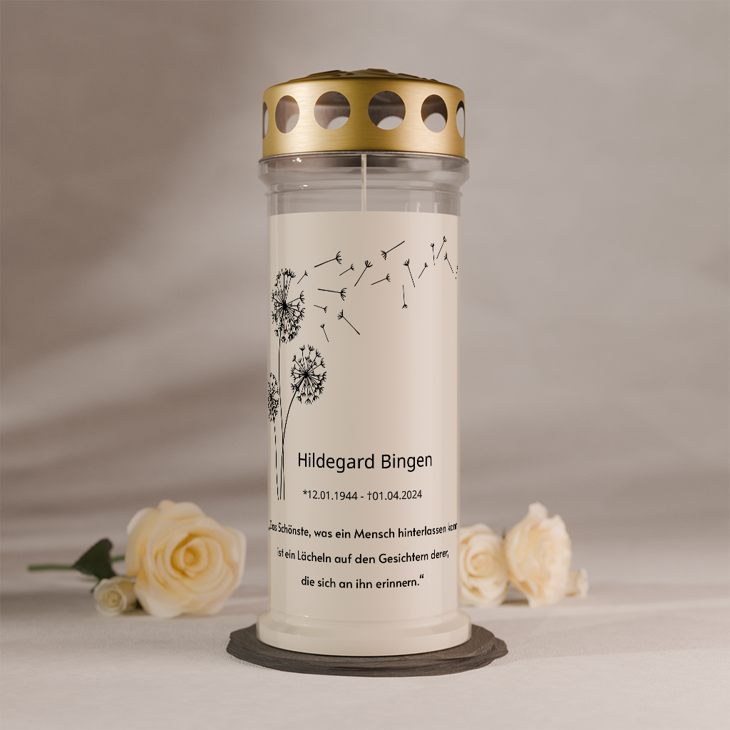 Personalisierte Gedenkkerze mit Foto und 7 Tage Brenndauer als Licht der Erinnerung