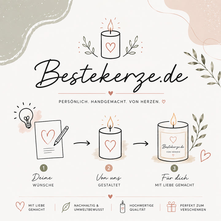 Personalisierte Kerze im Wunschdesign mit eigenem Motiv, Namen und Text