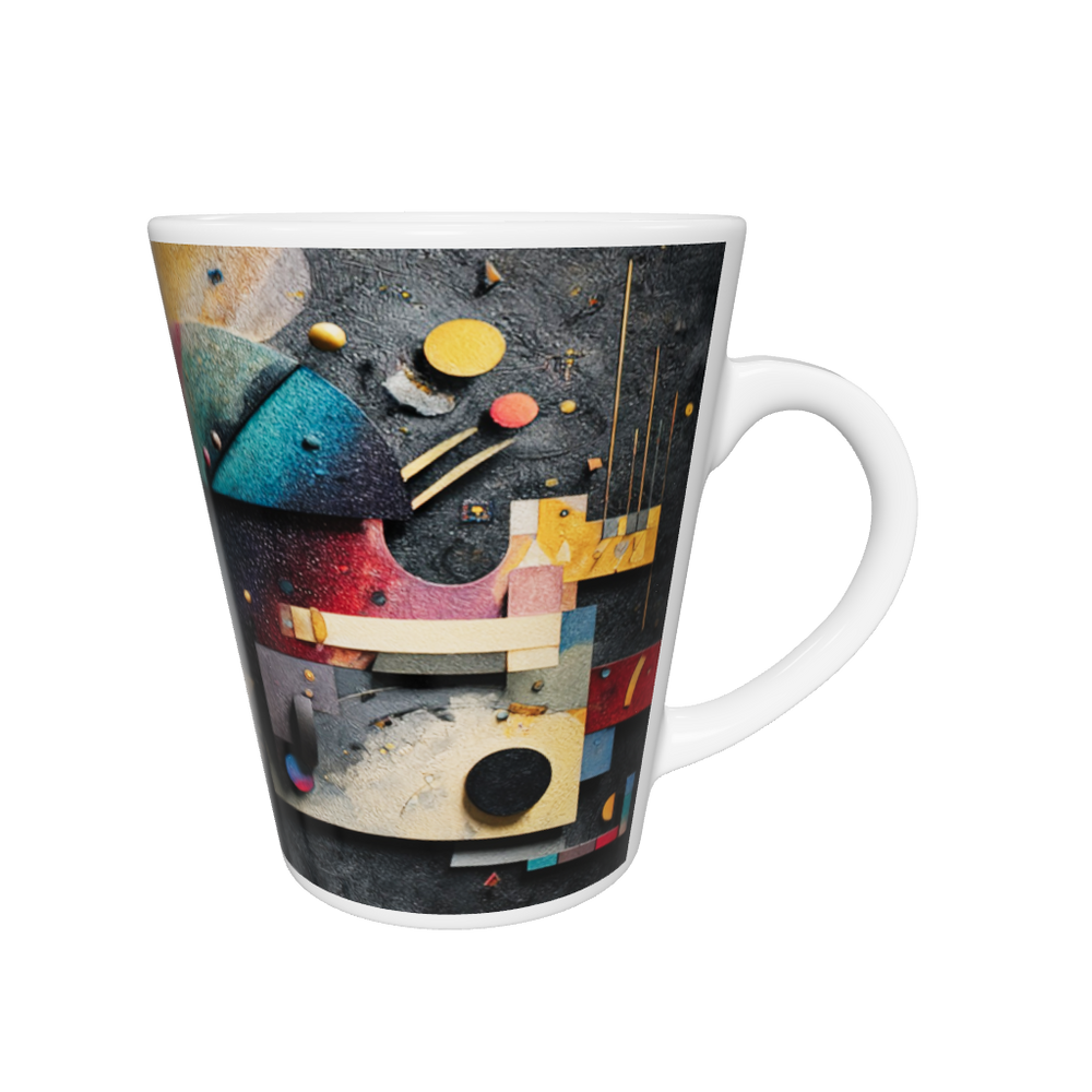 „Latte-Tasse konisch mit farbenfrohem Kandinsky-inspiriertem Bauhaus-Design“