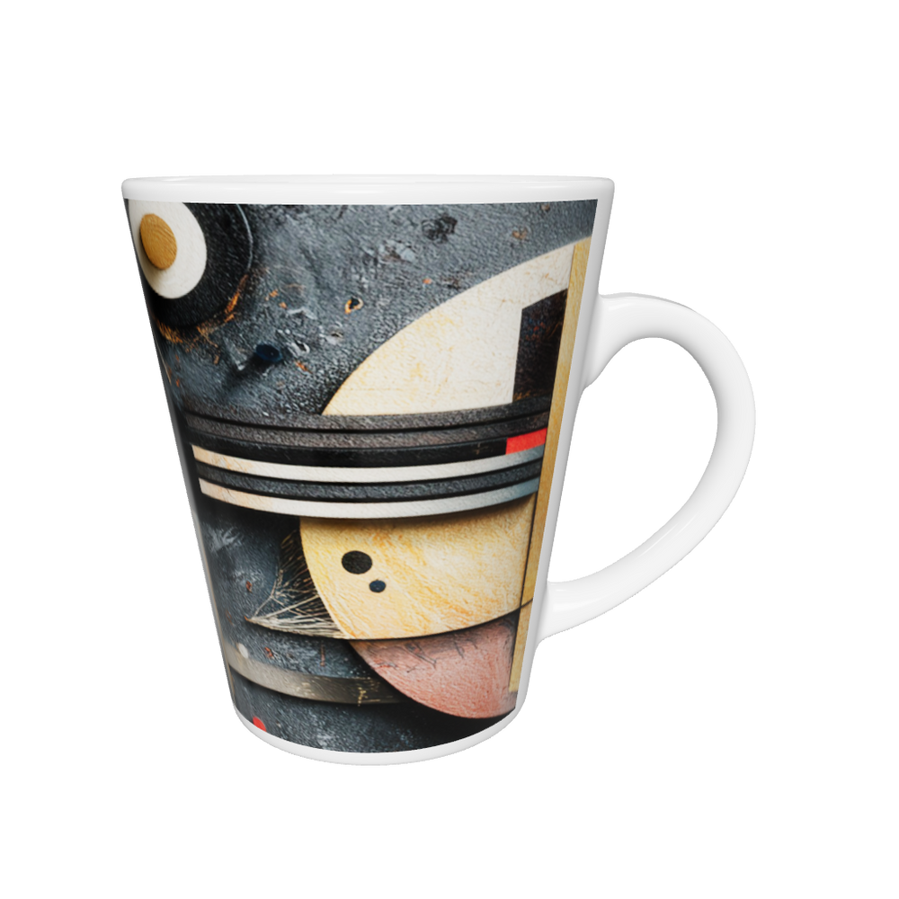 „Latte-Tasse konisch mit abstraktem Kandinsky-inspiriertem Motiv, Bauhaus-Design in kräftigen Farben“