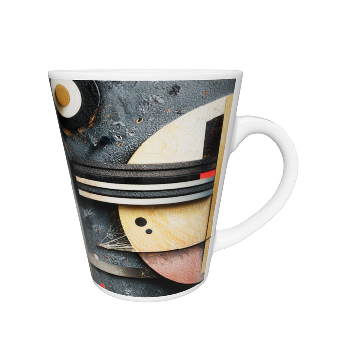 „Latte-Tasse konisch mit abstraktem Kandinsky-inspiriertem Motiv, Bauhaus-Design in kräftigen Farben“
