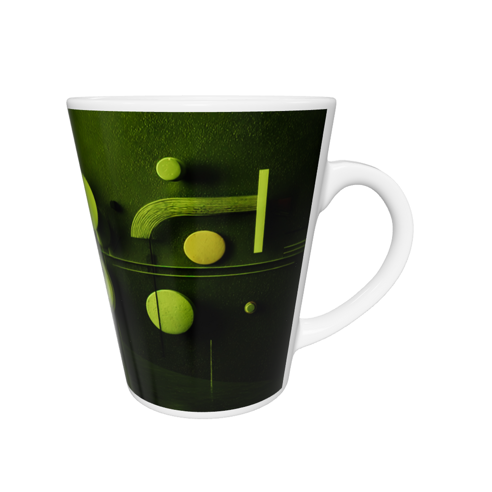 „Latte-Tasse konisch mit abstraktem grünem Bauhaus-Motiv inspiriert von Kandinsky“