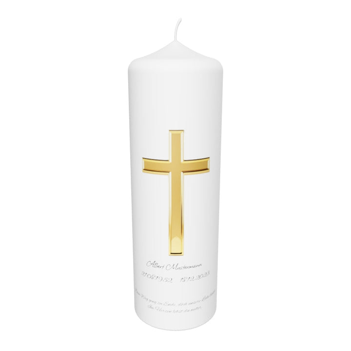 Trauerkerze „Goldenes Kreuz“ – edel, schlicht & bedeutungsvoll