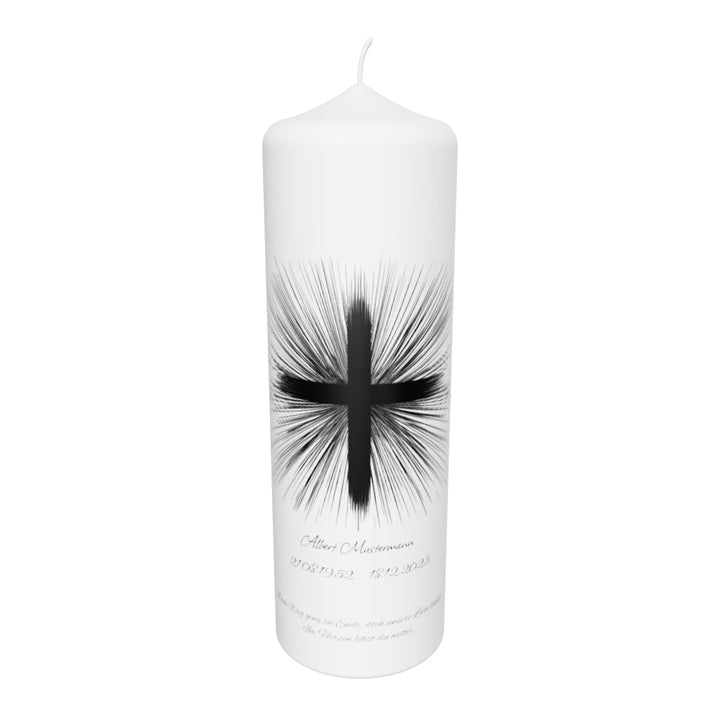 Trauerkerze „Strahlenkreuz Schwarz“ – kraftvoll, modern & tief spirituell
